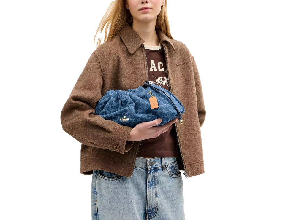 Coach Women's Faye Large Shoulder Bag In Signature Denim Gold/Indigo