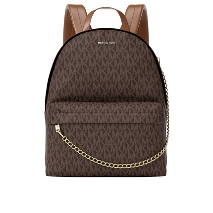 Michael Kors Women's Slater Medium Signature Logo Backpack Brown/Gold