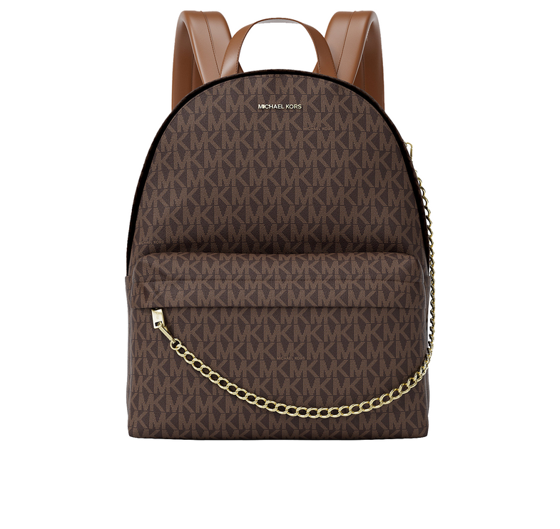 Michael Kors Women's Slater Medium Signature Logo Backpack Brown/Gold