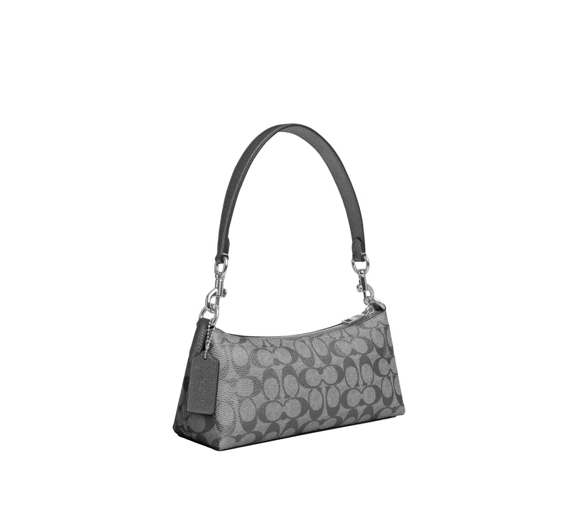 Coach Women's Charlotte Shoulder Bag In Signature Canvas Silver/Gunmetal Multi