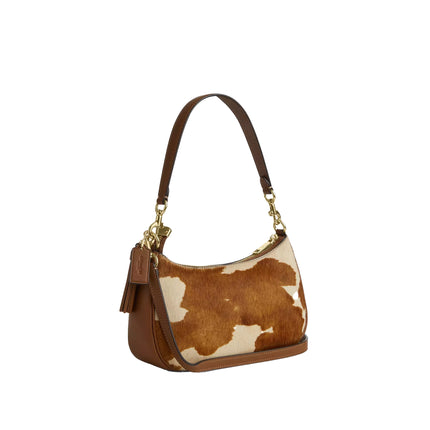 Coach Women's Teri Shoulder Bag In Haircalf With Cow Print Gold/Cow Multi