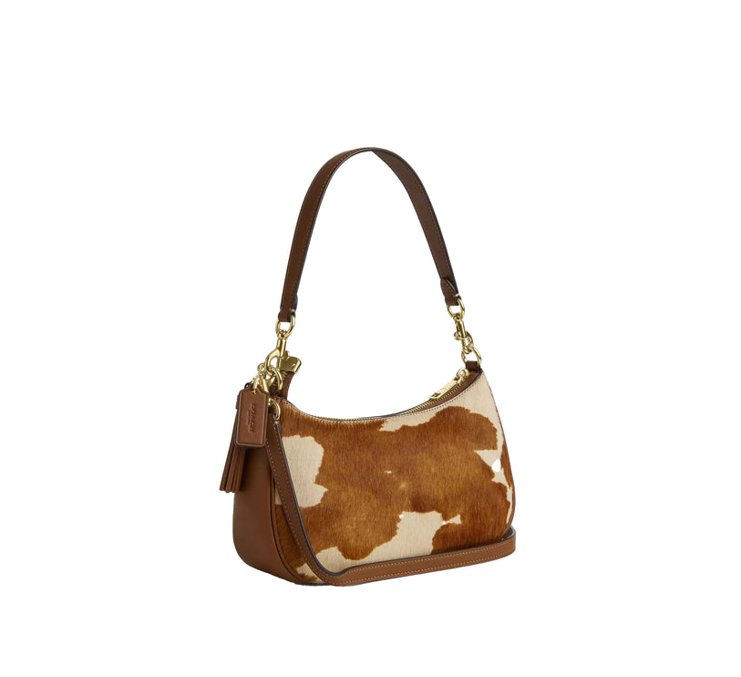 Coach Women's Teri Shoulder Bag In Haircalf With Cow Print Gold/Cow Multi