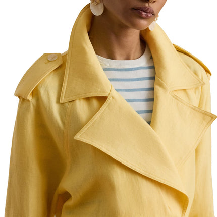 Polo Ralph Lauren Women's Double-Breasted Linen Trench Coat Lemon Sorbet