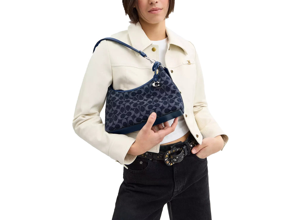 Coach Women's Juliet Shoulder Bag 25 In Signature Denim Silver/Deep Blue Multi