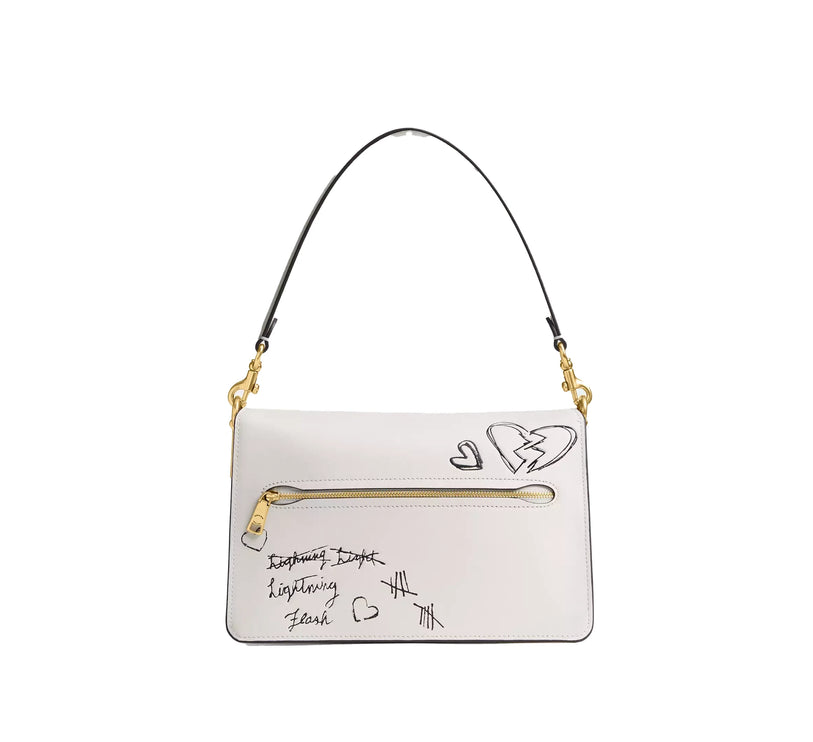 Coach Women's Chain Tabby Shoulder Bag With Sketch Print Brass/Chalk Multi