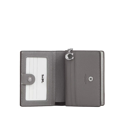 Coach Women's Snap Wallet In Signature Canvas Silver/Gray/Silver