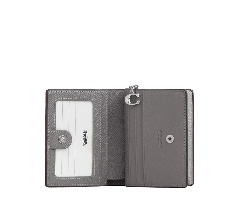 Coach Women's Snap Wallet In Signature Canvas Silver/Gray/Silver