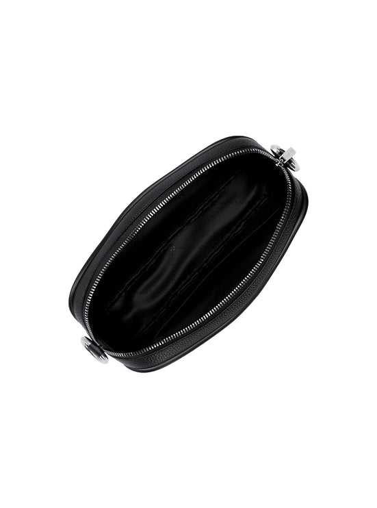 Michael Kors Women's Jet Set Pebbled Leather Camera Crossbody Bag Black/Silver