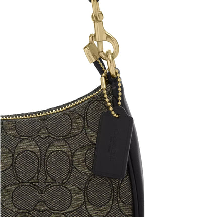 Coach Women's Teri Shoulder Bag In Signature Jacquard Gold/Charcoal