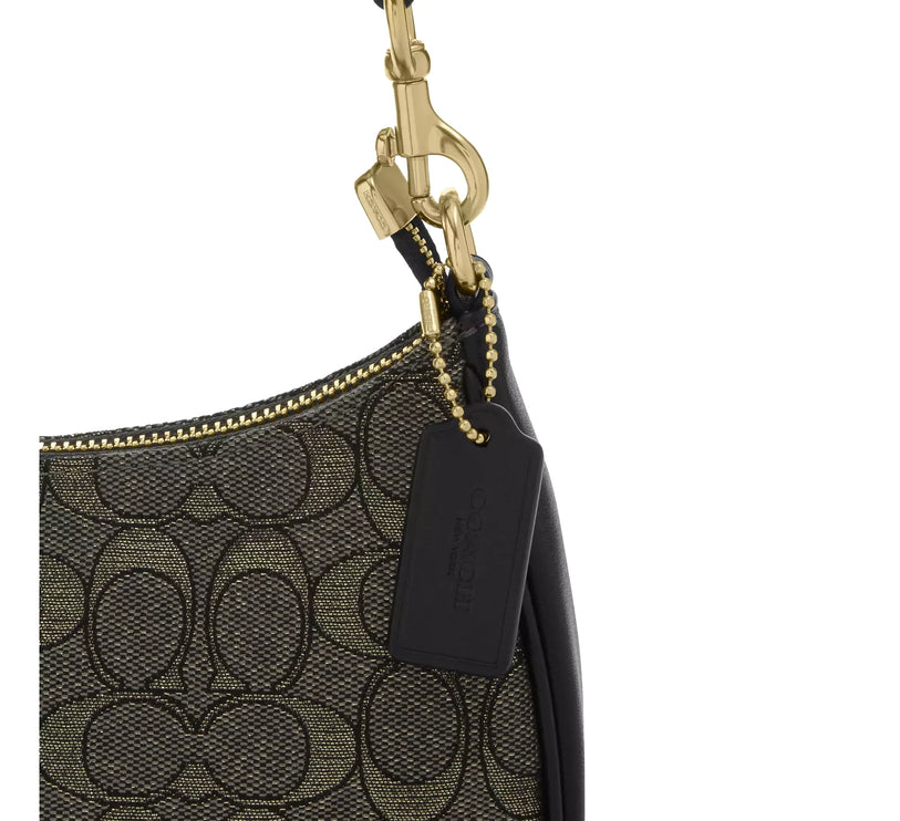 Coach Women's Teri Shoulder Bag In Signature Jacquard Gold/Charcoal