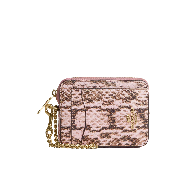 Coach Women's Zip Card Case Gold/Pink