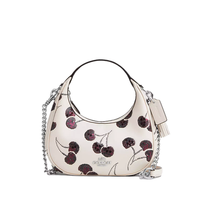 Coach Women's Carmen Mini Crossbody Bag With Cherry Print White/Silver