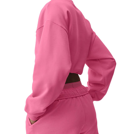 alo Women's Cropped Accolade Crewneck Paradise Pink