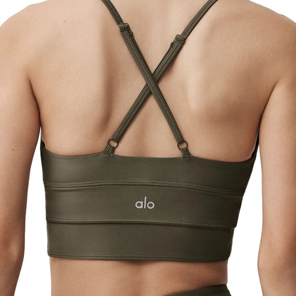 alo Women's Airlift Evolve Bra Olive Tree