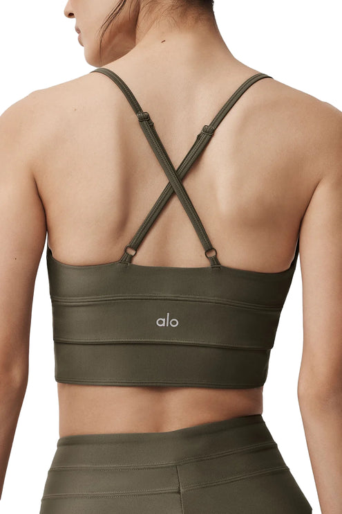alo Women's Airlift Evolve Bra Olive Tree