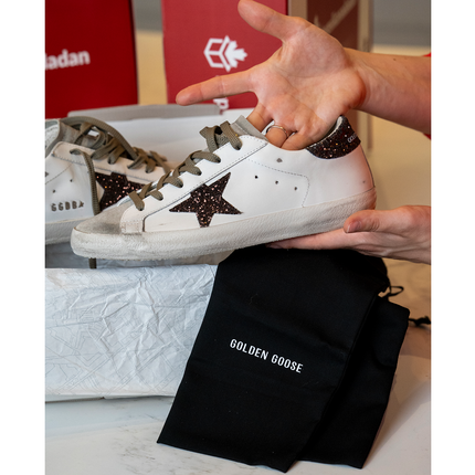 Golden Goose Women's Super Star Glitter with Brown Star