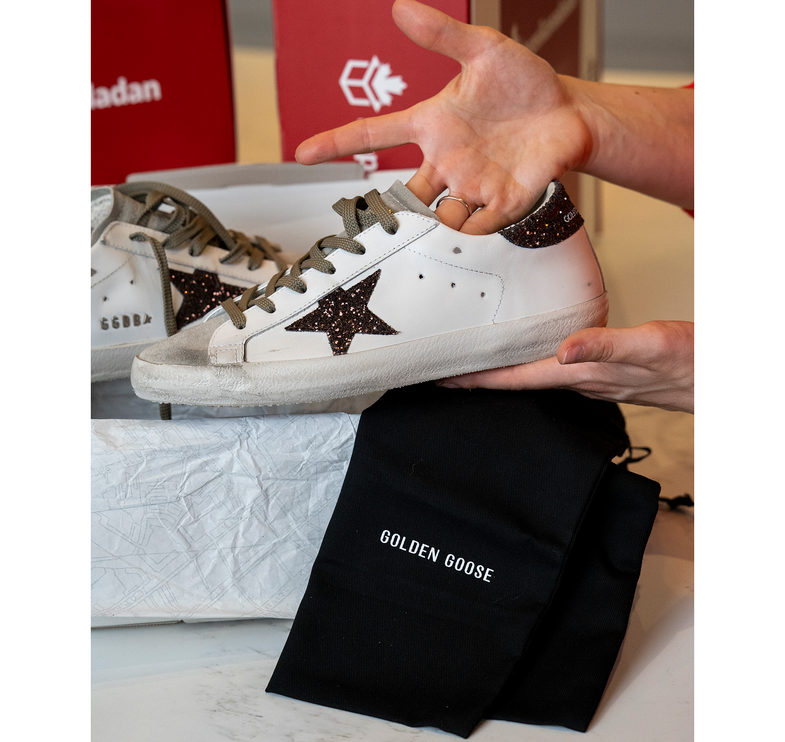 Golden Goose Women's Super Star Glitter with Brown Star