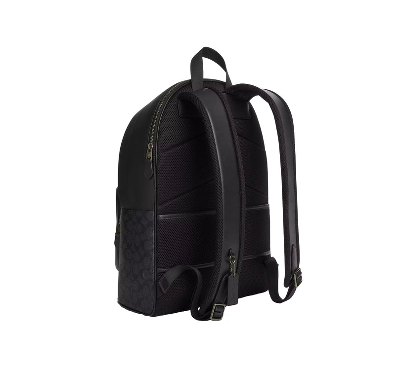 Coach Unisex West Backpack In Signature Canvas Gunmetal/Charcoal/Black