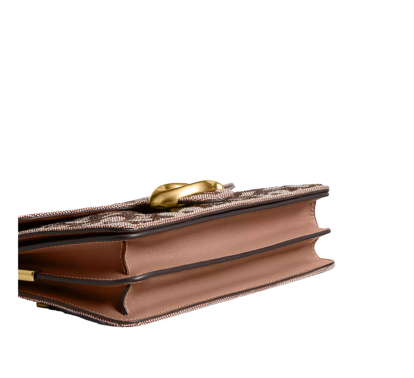 Coach Women's Tabby Shoulder Bag 26 In Crystal Signature Jacquard Brass/Mushroom