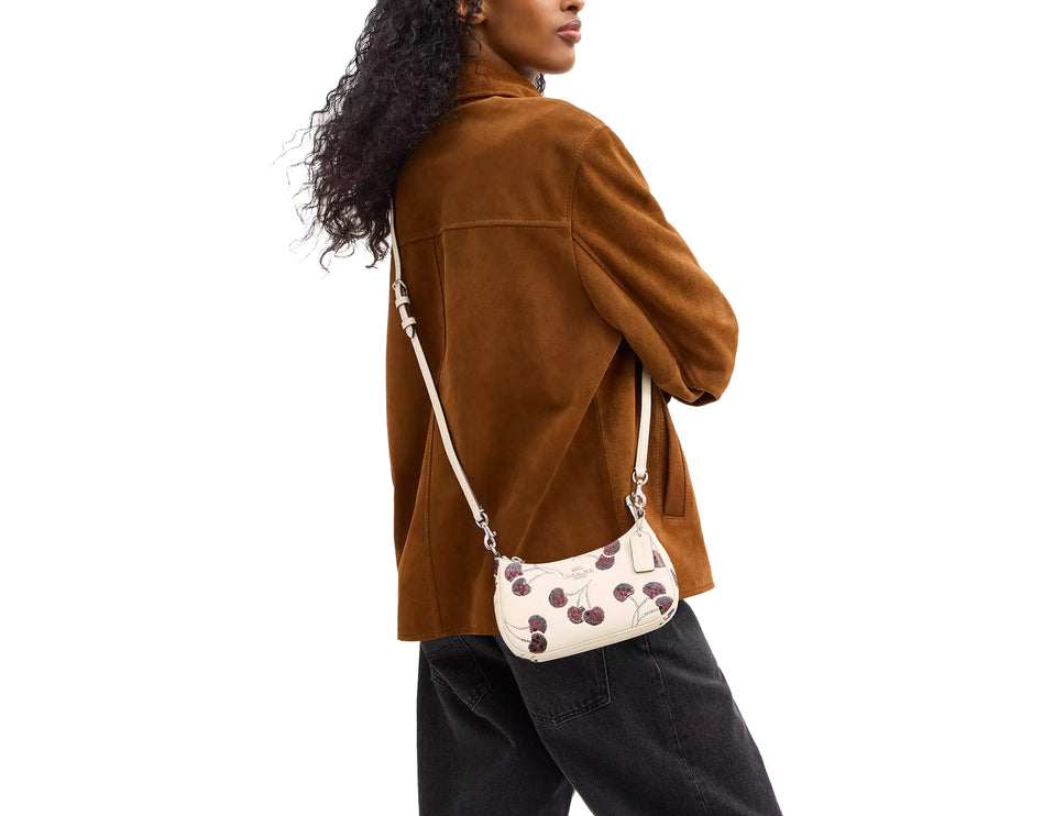 Coach Women's Teri Mini Crossbody Bag With Cherry Print White/Silver