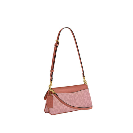 Coach Women's Jet Shoulder Bag In Signature Canvas Brass/Melon Pink