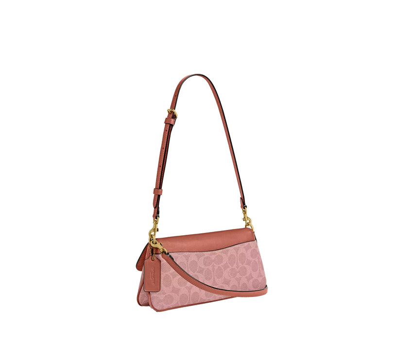 Coach Women's Jet Shoulder Bag In Signature Canvas Brass/Melon Pink