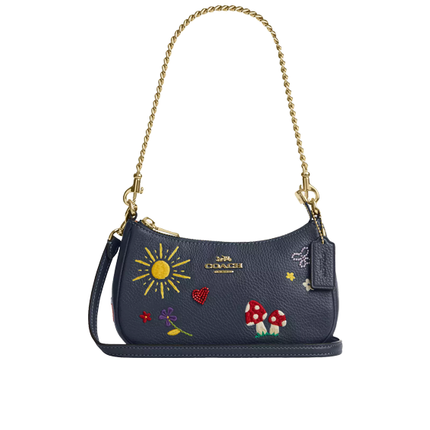 Coach Women's Teri Mini Crossbody Bag With Embroidery Gold/Dark Denim