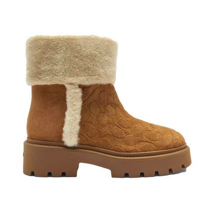 Coach Women's Chunky Sherpa Bootie In Signature Suede Tobacco