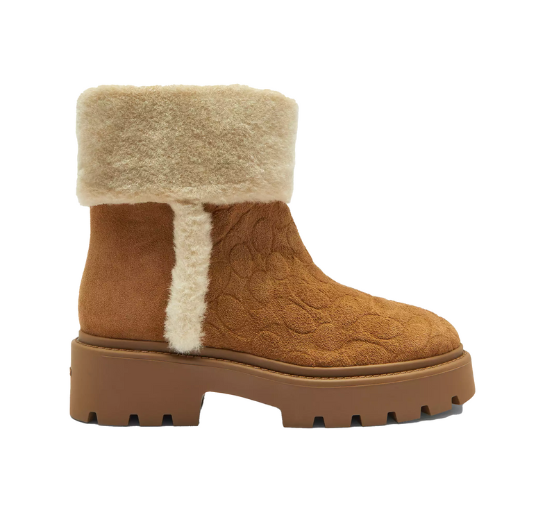 Coach Women's Chunky Sherpa Bootie In Signature Suede Tobacco