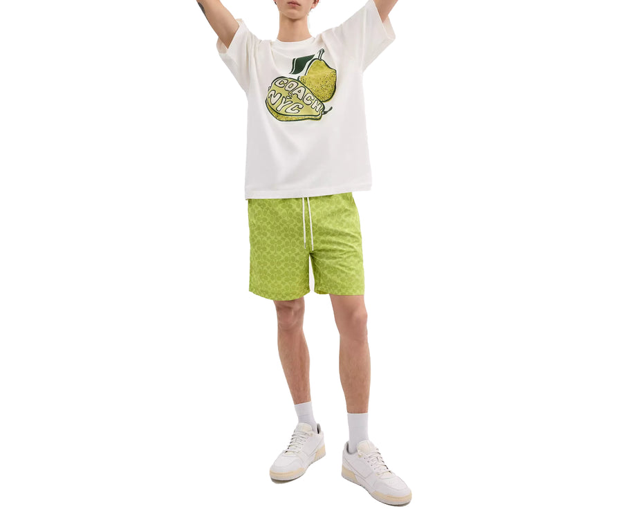 Coach Men's Signature Swim Trunks In Recycled Polyester Pear