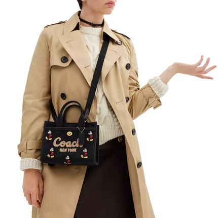 Coach Women's Disney X Coach Cargo Tote Bag 20 With Mickey Mouse In Regenerative Cotton Canvas Brass/Black Multi
