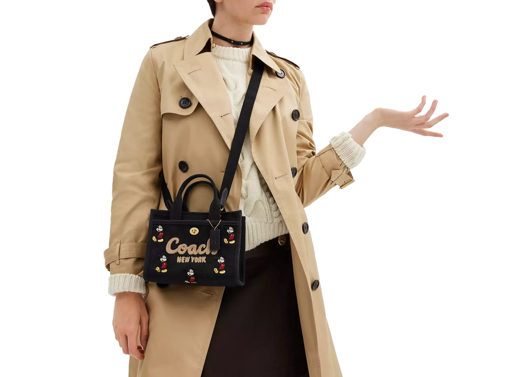 Coach Women's Disney X Coach Cargo Tote Bag 20 With Mickey Mouse In Regenerative Cotton Canvas Brass/Black Multi