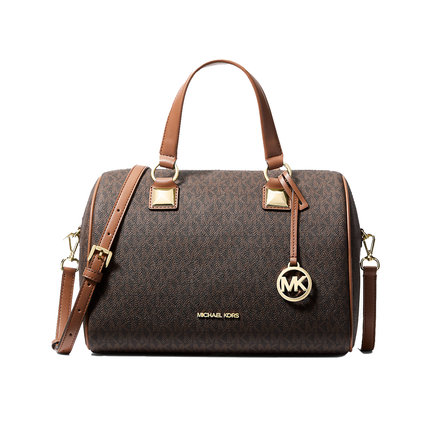 Michael Kors Women's Grayson Medium Signature Logo Duffel Bag Brown/Gold