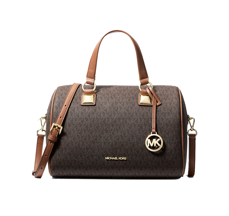 Michael Kors Women's Grayson Medium Signature Logo Duffel Bag Brown/Gold