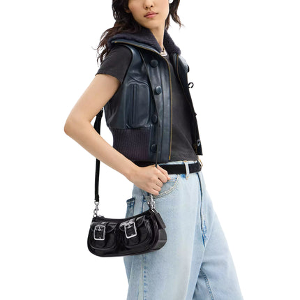 Coach Women's Ashton Bag Glazed Leather Black/Silver