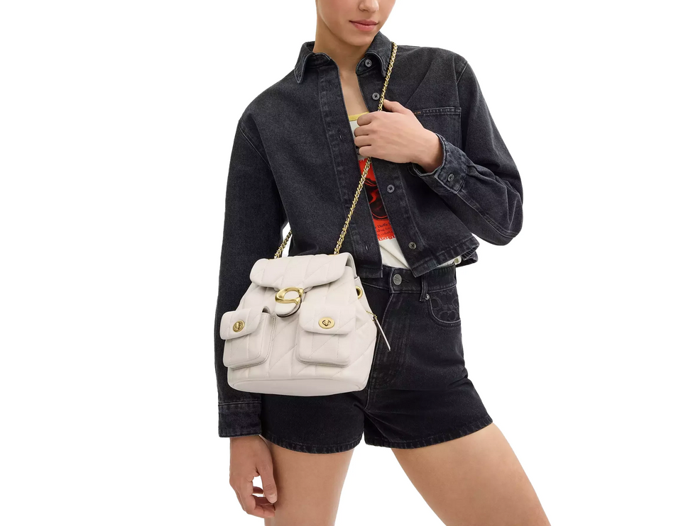 Coach Women's Tabby Backpack With Pillow Quilting Brass/Chalk