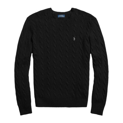 Polo Ralph Lauren Men's Cable-Knit Wool-Cashmere Sweater Polo Black