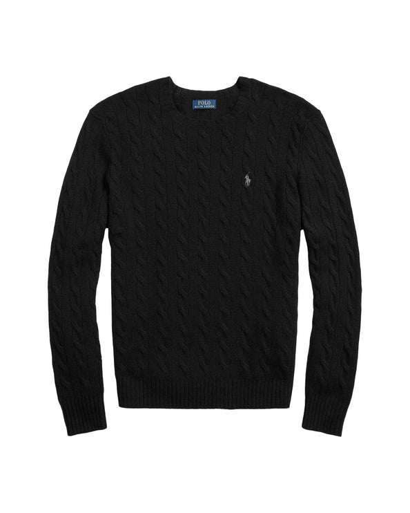 Polo Ralph Lauren Men's Cable-Knit Wool-Cashmere Sweater Polo Black