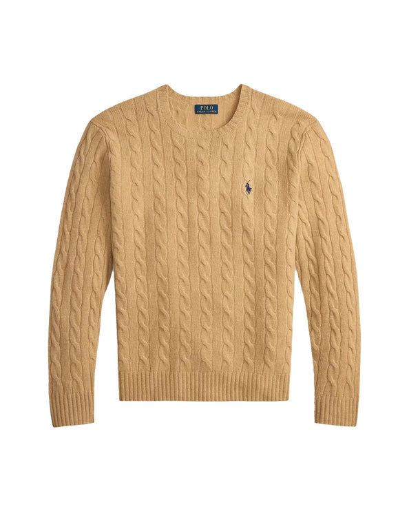 Polo Ralph Lauren Men's Cable-Knit Wool-Cashmere Sweater Camel Melange