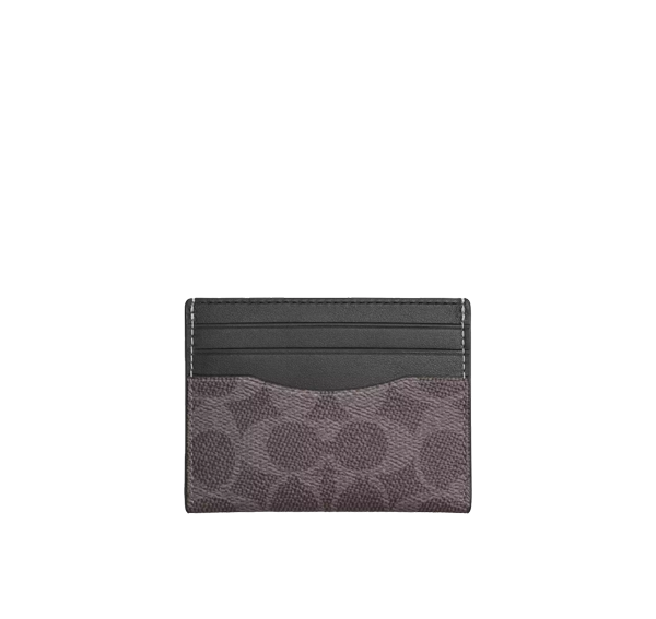 Coach Women's Slim Id Card Case In Signature Canvas Grey/Charcoal