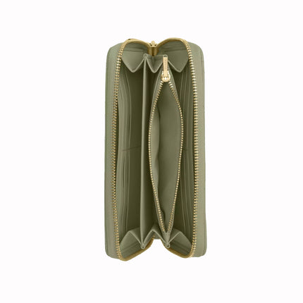 Coach Women's Long Zip Around Wallet With Quilting Gold/Pistachio