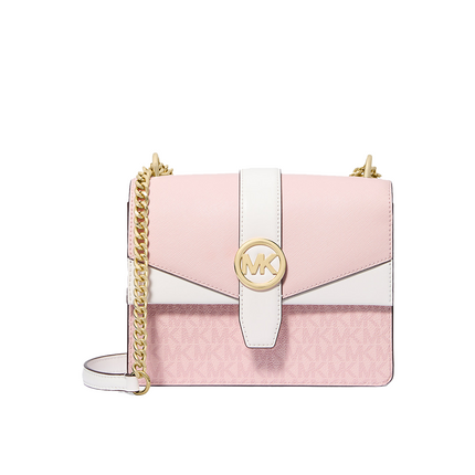 Michael Kors Women's Greenwich Small Color-Block Signature Logo Crossbody Bag Powder Blush Multi