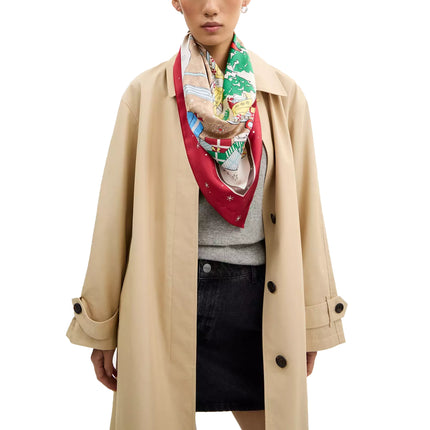 Coach Women's Signature Central Park Print Silk Square Scarf Tan Multi