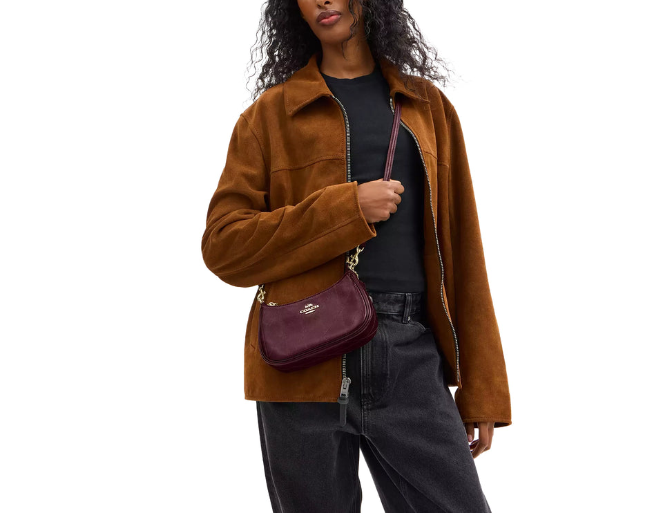 Coach Women's Teri Mini Crossbody Bag With Quilting Gold/Merlot