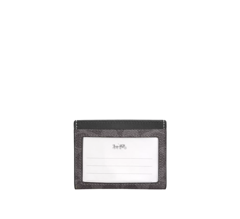 Coach Women's Slim Id Card Case In Signature Canvas Grey/Charcoal