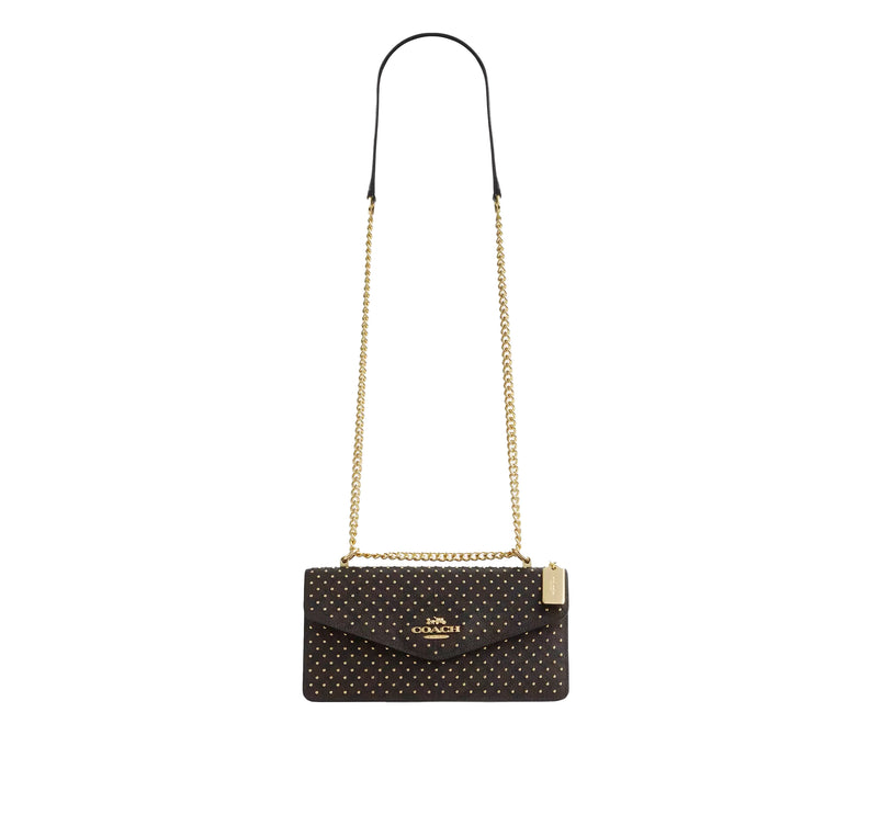 Coach Women's Klare Envelope Crossbody Bag In Signature Canvas With Rivets Gold