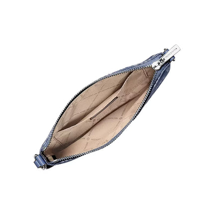 Michael Kors Women's Jet Set Travel Small Logo Jacquard Denim Wristlet Denim/Silver