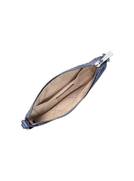 Michael Kors Women's Jet Set Travel Small Logo Jacquard Denim Wristlet Denim/Silver
