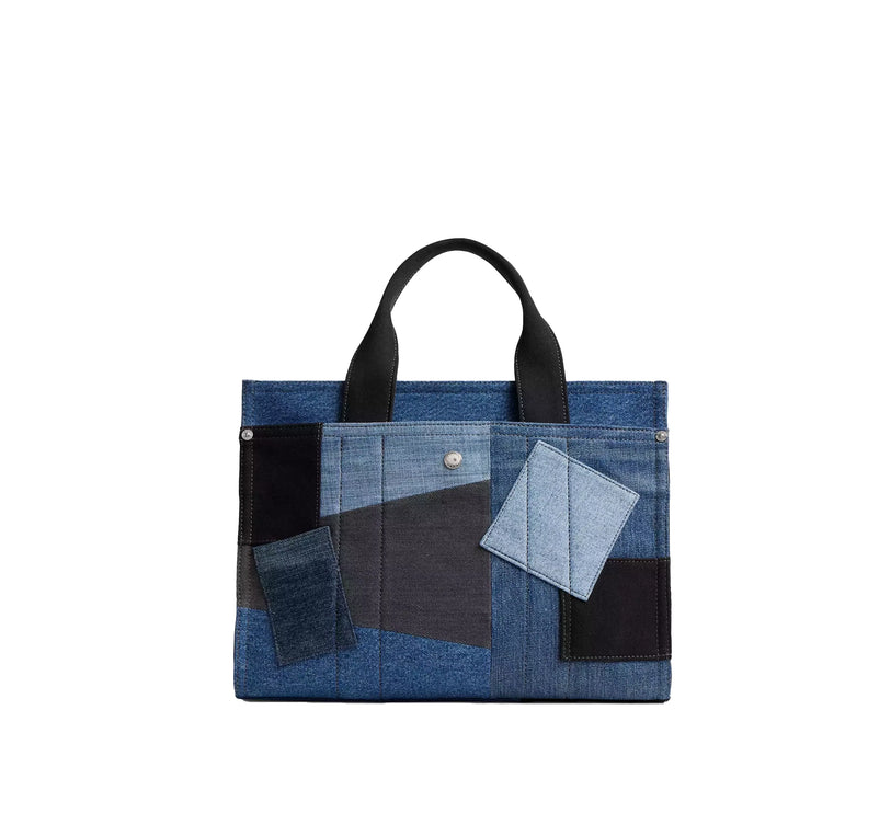 Coach Women's Cargo Tote Bag With Patchwork Silver/Denim Multi