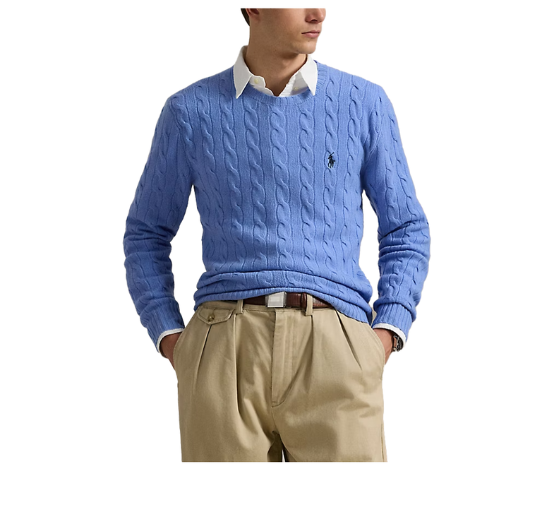 Polo Ralph Lauren Men's Cable-Knit Wool-Cashmere Sweater New Litchfield Blue
